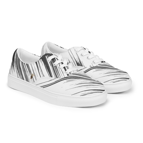 Men's Premium White Black Stripes Lace-Up Canvas Shoes TRONFORM 2024 Winter Collection - TRONFORM